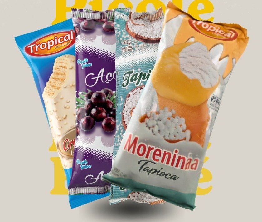 Picolés Tropical Sorvetes: crocante, de fruta e moreninha de tapioca