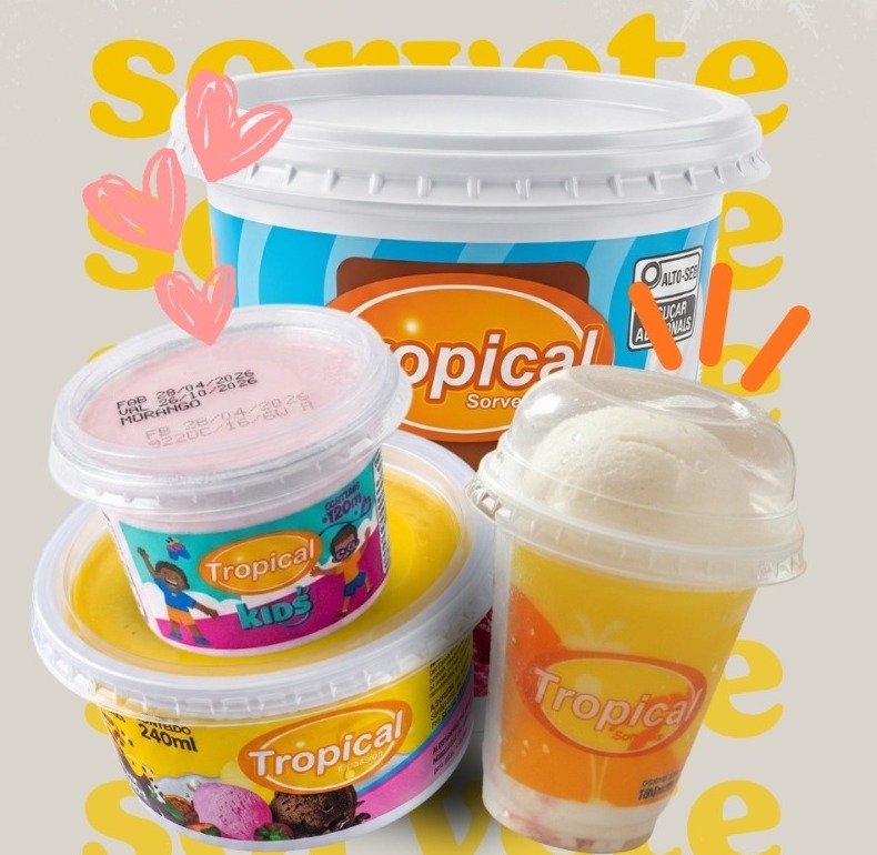 Copos de sorvete Tropical de 120ml, 240ml e sundae
